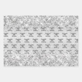 Birthday zilverkleurige confetti sparkle name eleg inpakpapier vel (Voorkant)