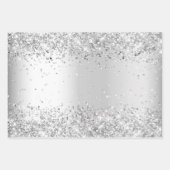 Birthday zilverkleurige confetti sparkle name eleg inpakpapier vel (Voorkant 2)