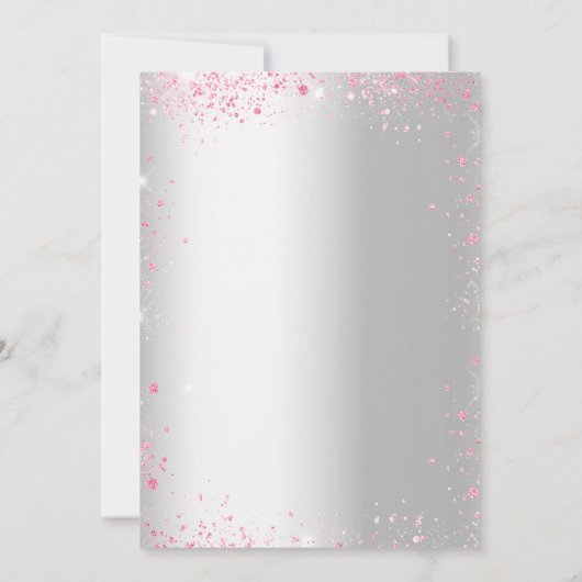 Birthday zilverroze bloemen glitter kaart (Achterkant)