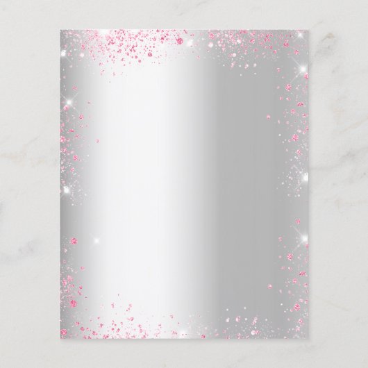 Birthday zilverroze bloemen glitter-uitnodiging (Achterkant)