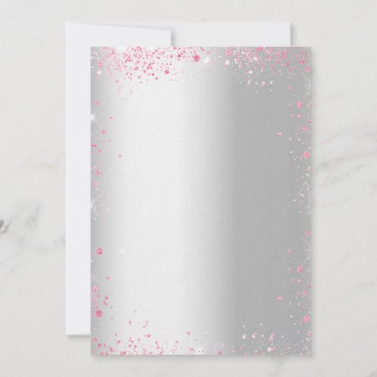 Birthday zilverroze bloemen schitterende luxe kaart (Achterkant)