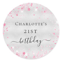 Birthday zilverroze glittermonogram