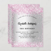 Birthday zilverroze spargel-begrotingsuitnodiging (Voorkant / Achterkant)