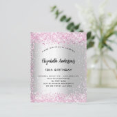 Birthday zilverroze spargel-begrotingsuitnodiging (Staand voorkant)