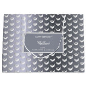 Birthday zilvervos mannen grijs moderne groot cadeauzakje (Voorkant)