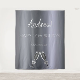 Birthday zilvervos mannen grijze moderne kazen wandkleed