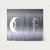 Birthday zilvervos mannen grijze trendy wandkleed (Voorkant (horizontaal))