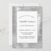 Birthday zilverwitte elegant kaart (Voorkant)