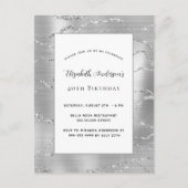 Birthday zilverwitte elegant uitnodiging briefkaart (Voorkant)