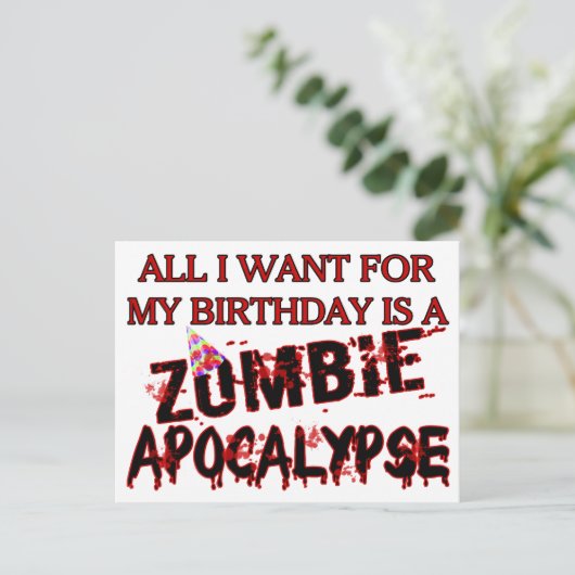 Birthday Zombie Apocalypse Briefkaart (Staand voorkant)