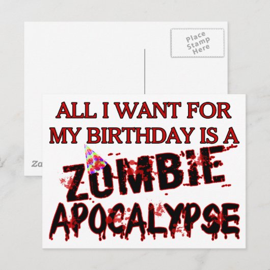 Birthday Zombie Apocalypse Briefkaart (Voorkant / Achterkant)