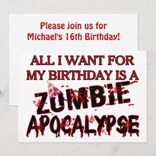 Birthday Zombie Apocalypse Kaart (Voorkant / Achterkant)