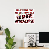 Birthday Zombie Apocalypse Poster (Thuiskantoor)