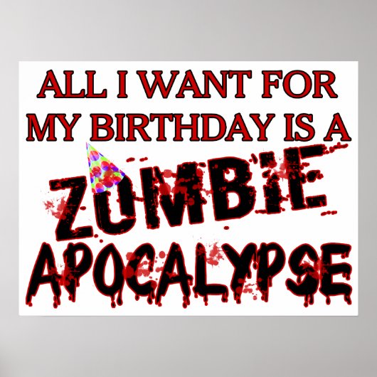 Birthday Zombie Apocalypse Poster (Voorkant)