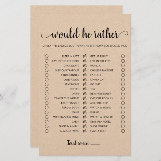 Birthday Zou hij het meest bewerkbare spel (Voorkant / Achterkant)