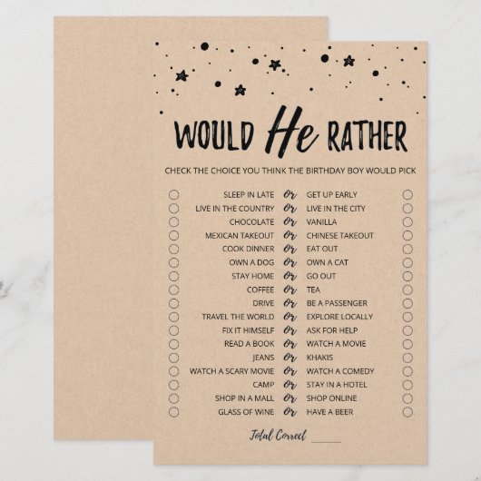 Birthday Zou hij het meest bewerkbare spel (Voorkant / Achterkant)