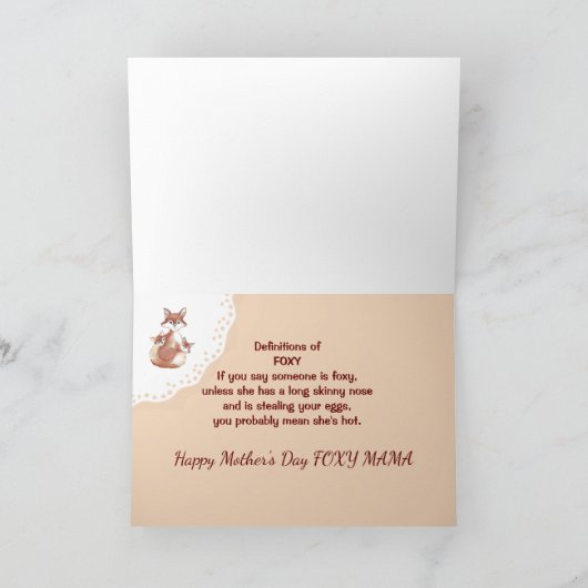 Birthday Zuster Humor Fun Foxy Mama Fun Fox Cubs Kaart (Binnen)