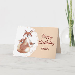 Birthday Zuster Humor Fun Foxy Mama Fun Fox Cubs Kaart