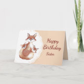 Birthday Zuster Humor Fun Foxy Mama Fun Fox Cubs Kaart (Voorkant)