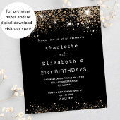 Birthday zwart goud twee vrienden begrotingsuitnod flyer