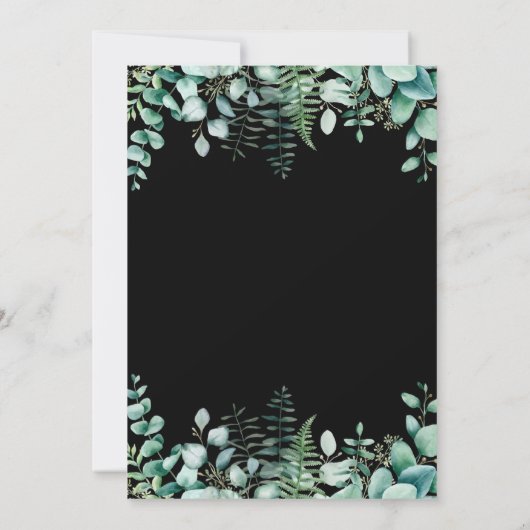 Birthday zwarte eucalyptusbos kaart (Achterkant)