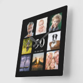 Birthday zwarte foto collage vierkante klok (Hoek)