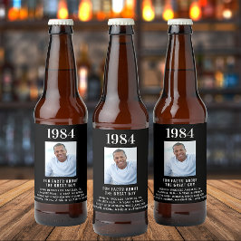 Birthday zwarte foto leuke feiten biojaar geboorte bier etiket