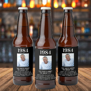 Birthday zwarte foto leuke feiten biojaar geboorte bier etiket