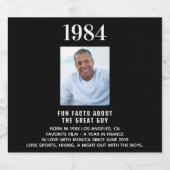 Birthday zwarte foto leuke feiten biojaar geboorte bier etiket (Enkel label)