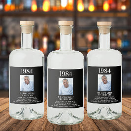 Birthday zwarte foto leuke feiten biojaar geboorte likeurfles etiket