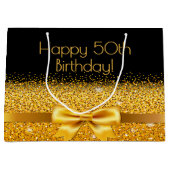 Birthday zwarte goudelegante boegnaam groot cadeauzakje (Voorkant)