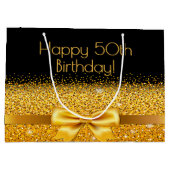 Birthday zwarte goudelegante boegnaam groot cadeauzakje (Achterkant)