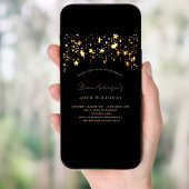 Birthday zwarte gouden sterren elegant kaart