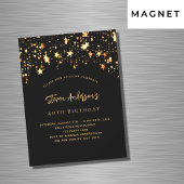 Birthday zwarte gouden sterren elegant magnetische uitnodiging