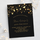 Birthday zwarte gouden sterren elegant uitnodiging briefkaart