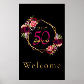 Birthday zwarte goudgeometrische bloemkolen begrav poster (Voorkant)