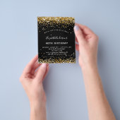 Birthday zwarte goudglitter budgettaire uitnodigin flyer (Hand)