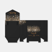 Birthday zwarte goudglittermonogram bedankdoosjes (Uitgevouwen)