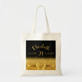 Birthday zwarte goudmonogram elegant tote bag (Voorkant)