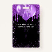 Birthday zwarte paarse ballon vip uitnodiging badge (Achterkant)