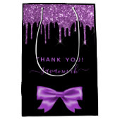 Birthday zwarte paarse glitter bedankt voor je gun medium cadeauzakje (Voorkant)