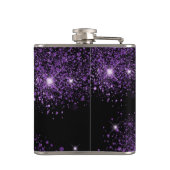 Birthday zwarte paarse glitter foto collage vriend heupfles (Achterkant)