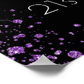 Birthday zwarte paarse glitter welkomstballonnen poster (Hoek)