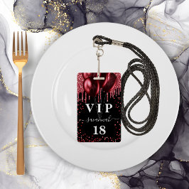 Birthday zwarte rode ballonnen glitter vip badge