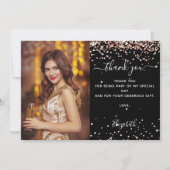 Birthday zwarte roos goudfoto bedankt! kaart (Voorkant)