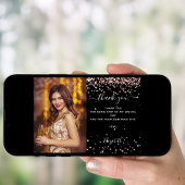 Birthday zwarte roos goudfoto bedankt! kaart