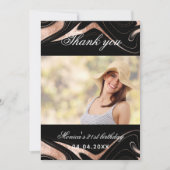 Birthday zwarte roos goudfoto bedankt! kaart (Voorkant)