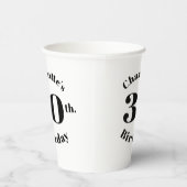 Birthday zwarte witte aangepaste naam moderne papieren bekers (Rechts)