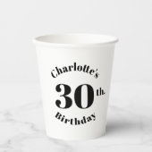Birthday zwarte witte aangepaste naam moderne papieren bekers (Voorkant)