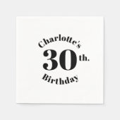 Birthday zwarte witte aangepaste naam moderne servet (Voorkant)